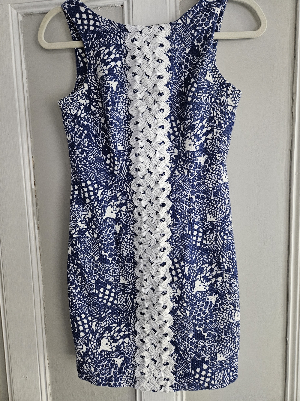 Lilly Pulitzer For TARGET Blue and White Printed Midi Dress with Crochet Trim